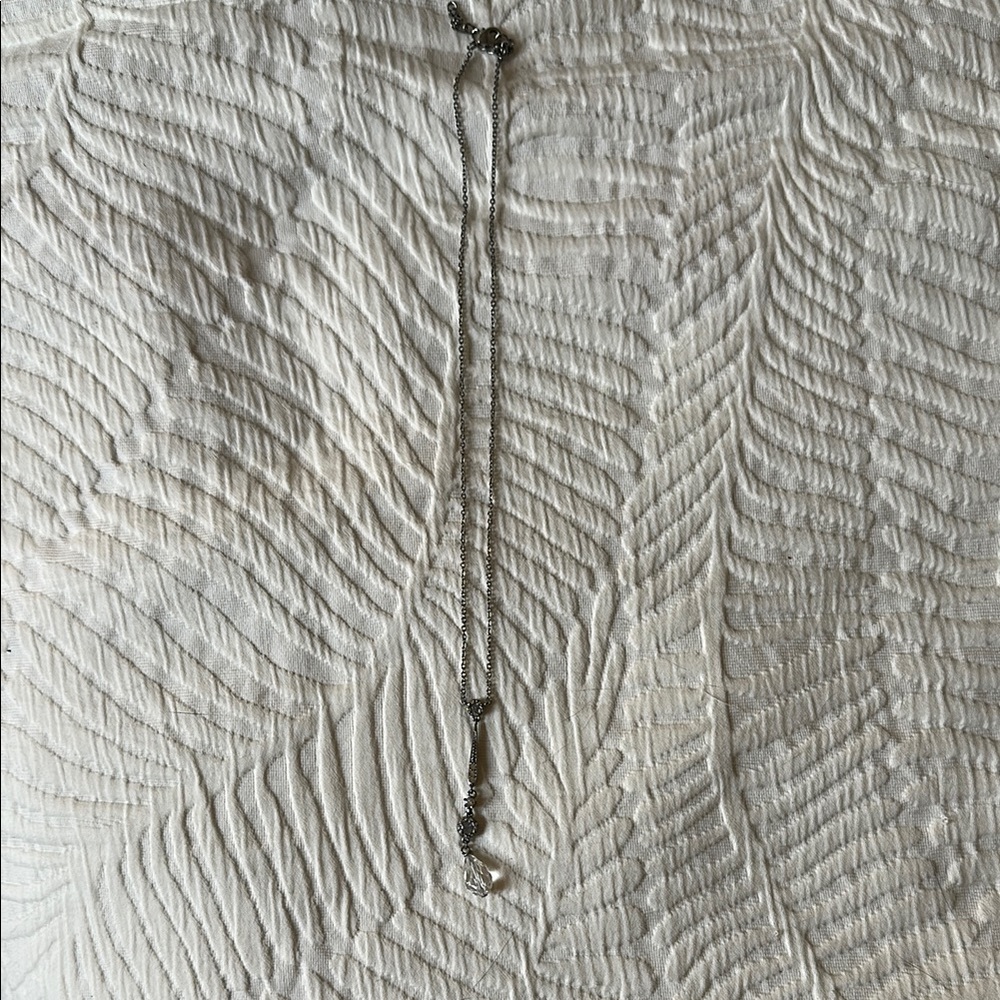 Silver Chain Necklace with Crystal Pendant